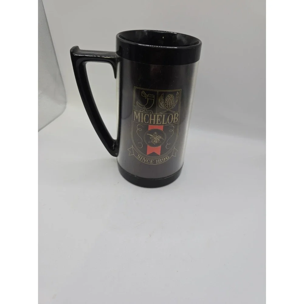 Michelob Beer Mug Vintage Thermo Serv Black Plastic Stein Cup USA